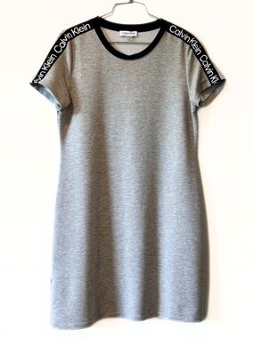 Calvin Klein Logo T-shirt Dress Heather Grey Size M